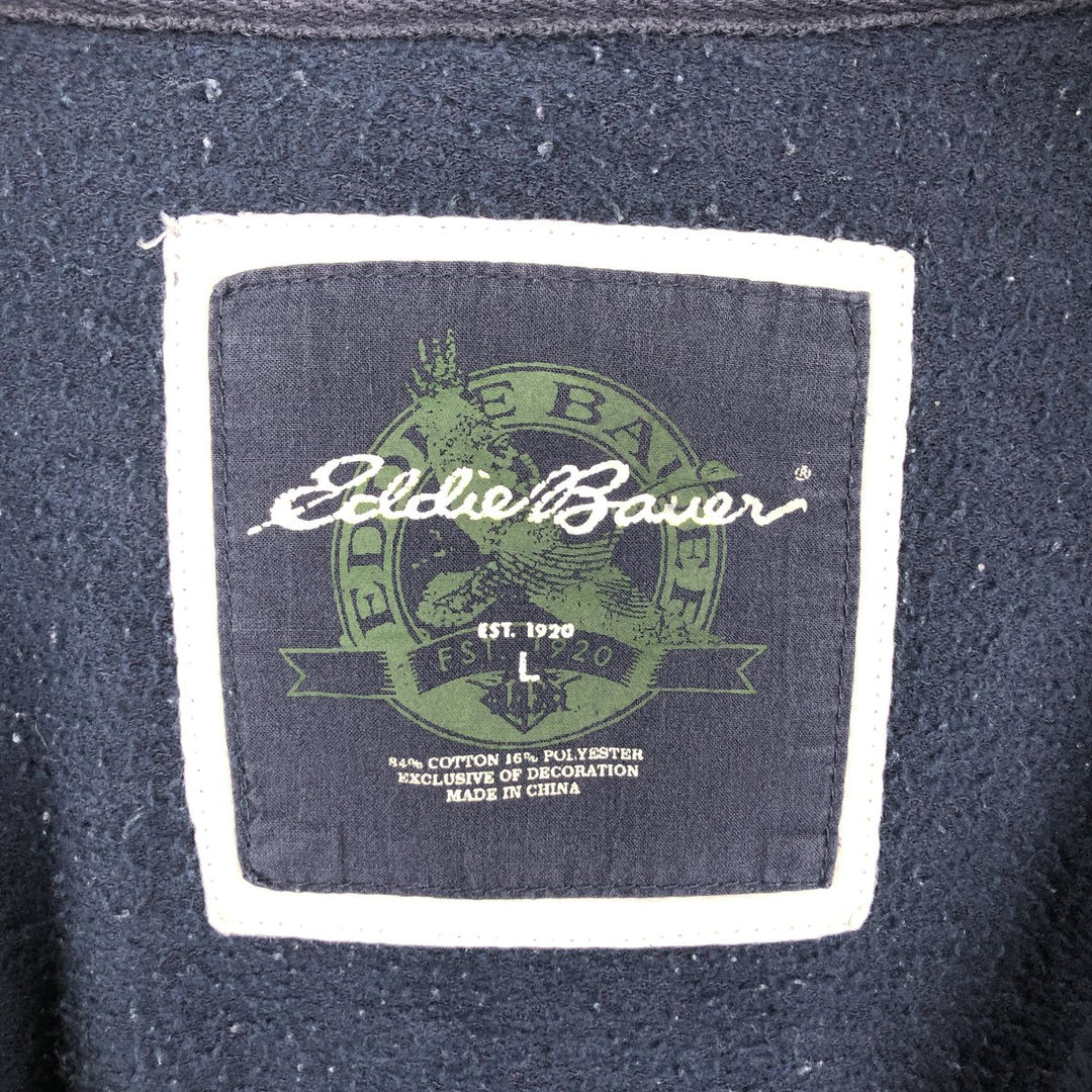 Eddie Bauer Sweatshirt Full Zip Hoodie, Men's Size L cotton navy blue type Vintage Second Hand