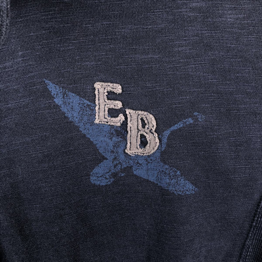 Eddie Bauer Sweatshirt Full Zip Hoodie, Men's Size L cotton navy blue type Vintage Second Hand