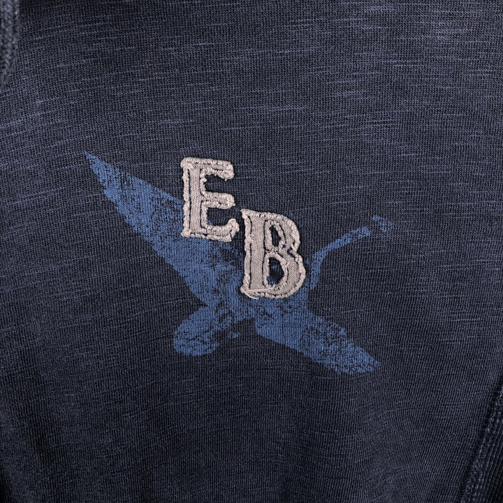 Eddie Bauer Sweatshirt Full Zip Hoodie, Men's Size L cotton navy blue type Vintage Second Hand