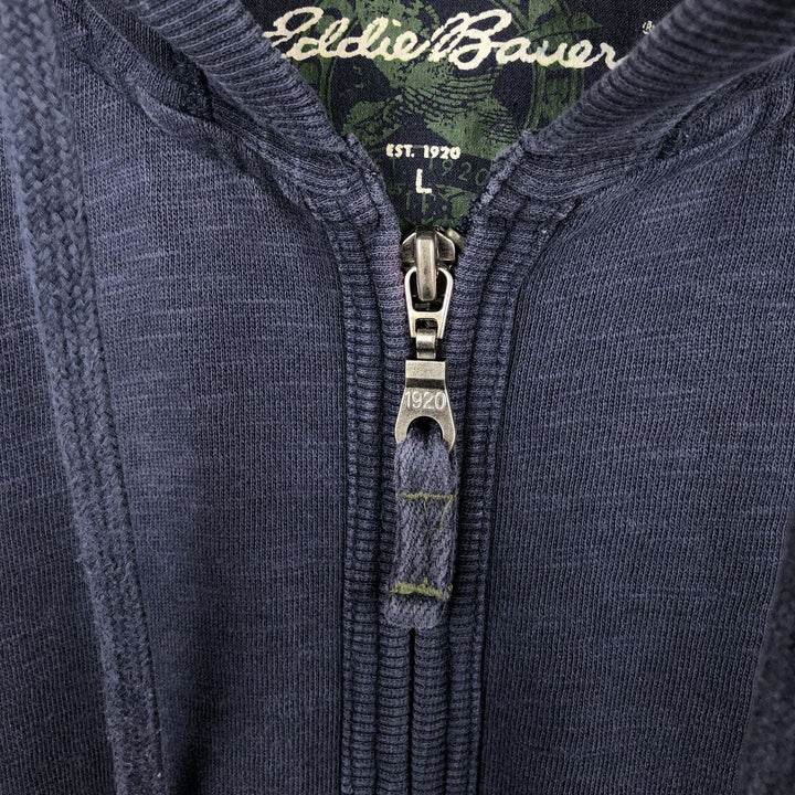 Eddie Bauer Sweatshirt Full Zip Hoodie, Men's Size L cotton navy blue type Vintage Second Hand
