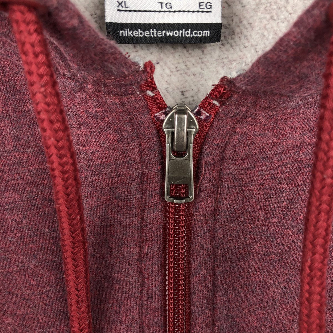 Nike Sweat Full Zip Hoodie Men's XL cotton burgundy type Vintage Second Hand
