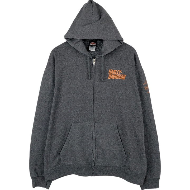 Harley-Davidson Motorcycle Sweat Full-Zip Hoodie, Men's Size XXL (approx.) cotton gray type Vintage Second Hand