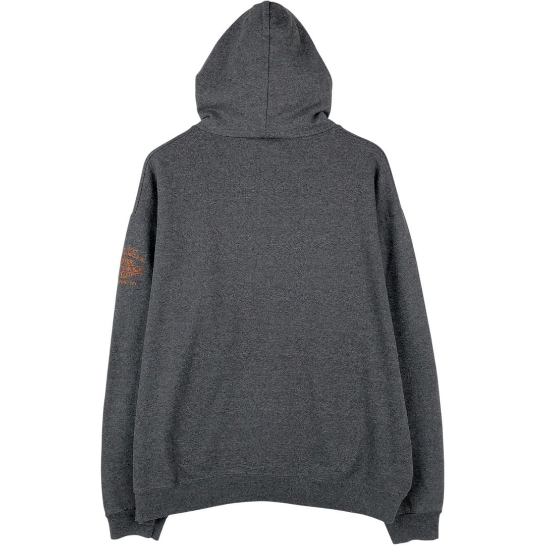 Harley-Davidson Motorcycle Sweat Full-Zip Hoodie, Men's Size XXL (approx.) cotton gray type Vintage Second Hand