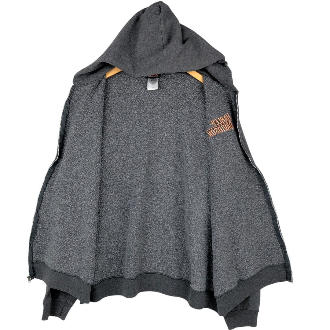 Harley-Davidson Motorcycle Sweat Full-Zip Hoodie, Men's Size XXL (approx.) cotton gray type Vintage Second Hand