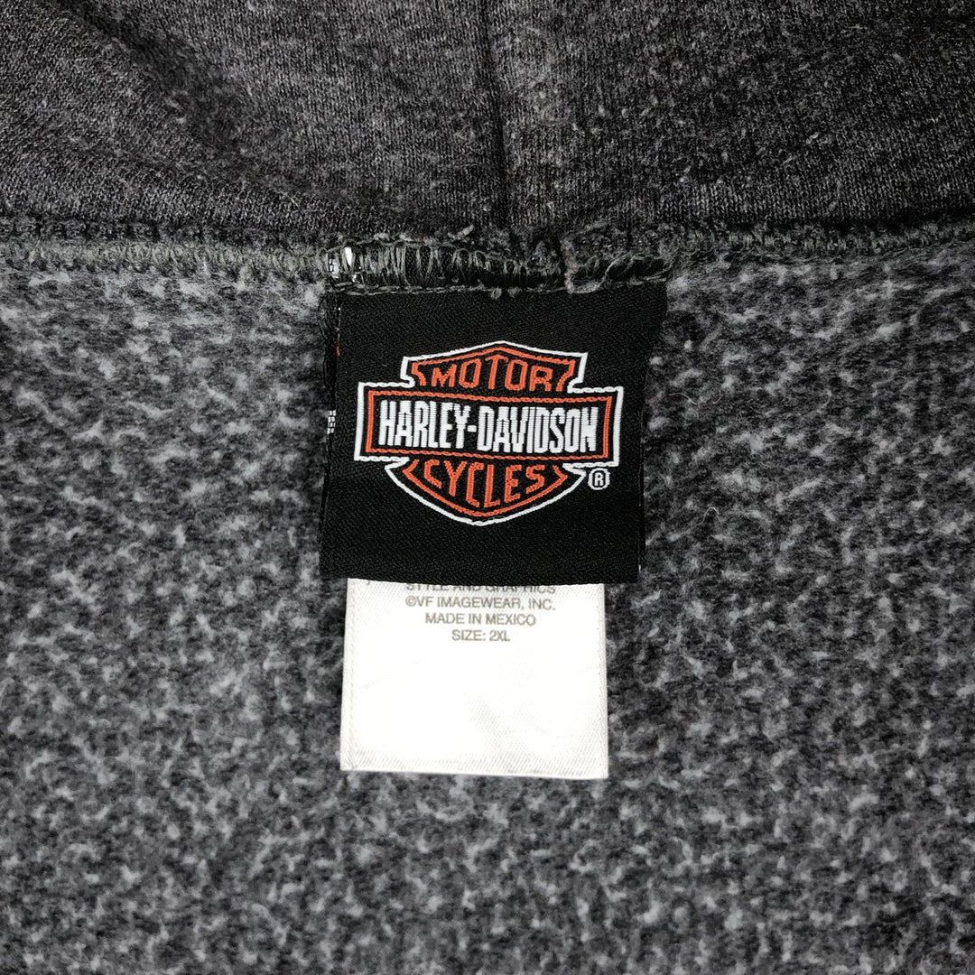 Harley-Davidson Motorcycle Sweat Full-Zip Hoodie, Men's Size XXL (approx.) cotton gray type Vintage Second Hand