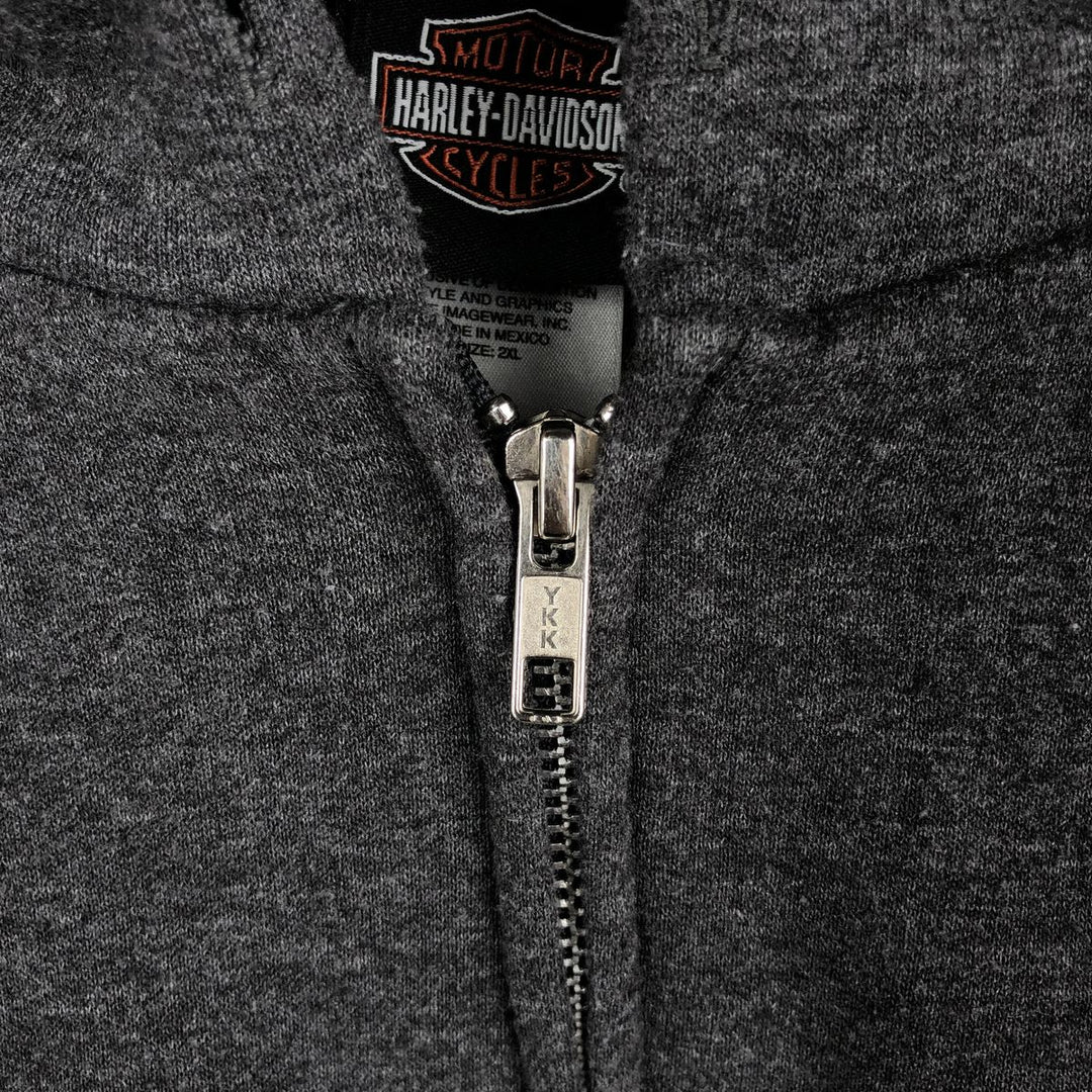Harley-Davidson Motorcycle Sweat Full-Zip Hoodie, Men's Size XXL (approx.) cotton gray type Vintage Second Hand