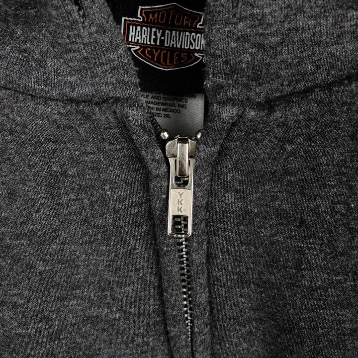Harley-Davidson Motorcycle Sweat Full-Zip Hoodie, Men's Size XXL (approx.) cotton gray type Vintage Second Hand