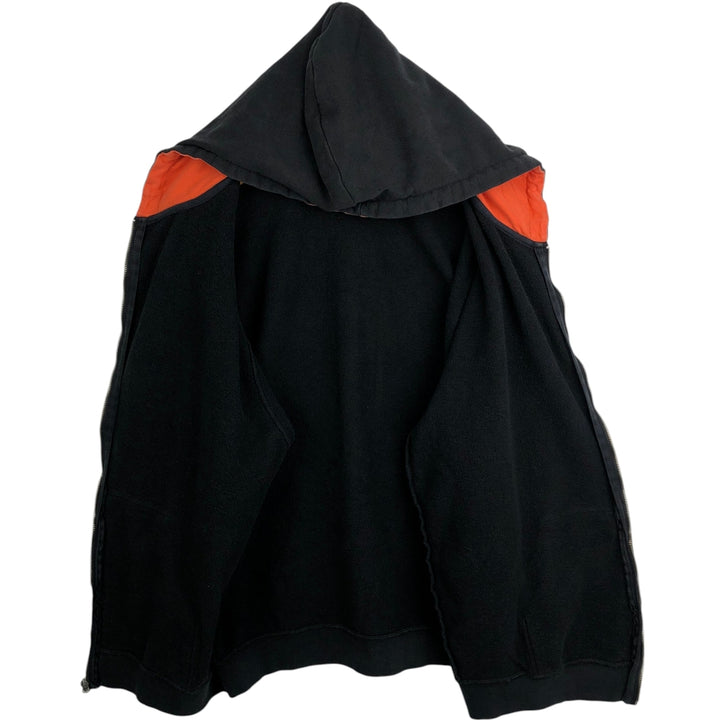 Harley-Davidson Fire Pattern Full-Zip Hoodie, Men's Size L cotton black type Vintage Second Hand