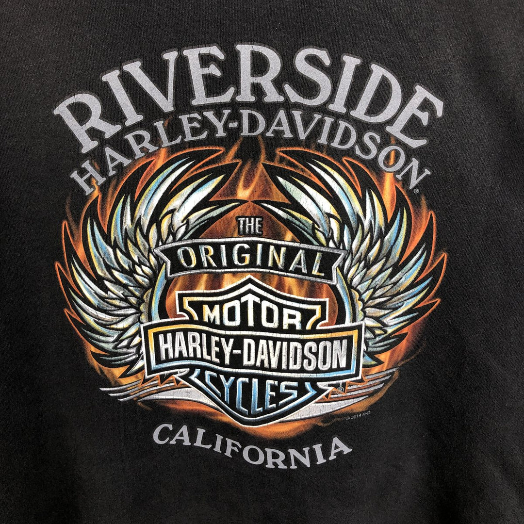 Harley-Davidson Fire Pattern Full-Zip Hoodie, Men's Size L cotton black type Vintage Second Hand