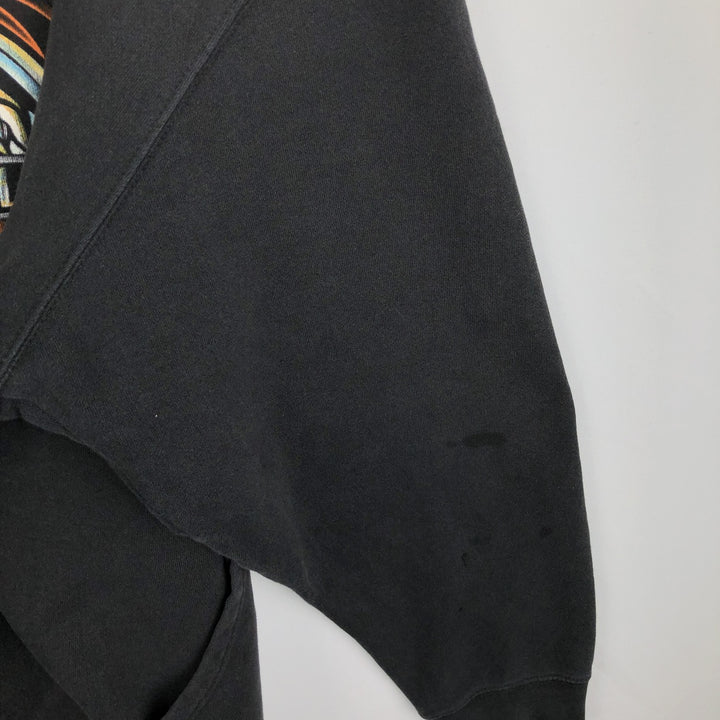 Harley-Davidson Fire Pattern Full-Zip Hoodie, Men's Size L cotton black type Vintage Second Hand