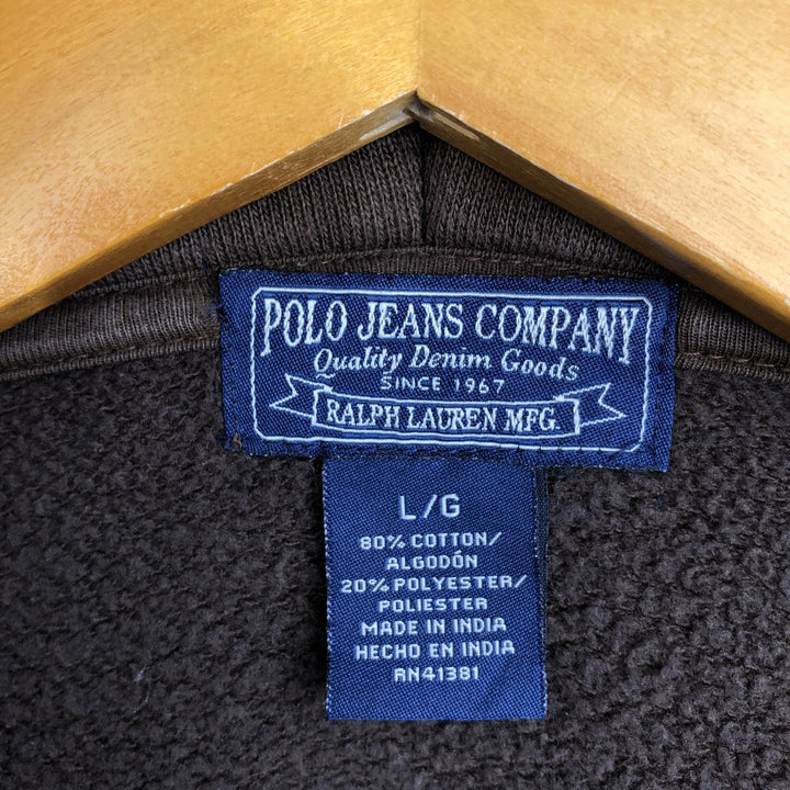 2000'S Ralph Lauren Polo Jeans Company full-zip sweatshirt hoodie, men's size L cotton brown type Vintage Second Hand