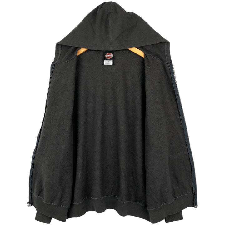 Harley-Davidson Skull Pattern Full-Zip Hoodie, Men's Size L cotton Charcoal Vintage Second Hand