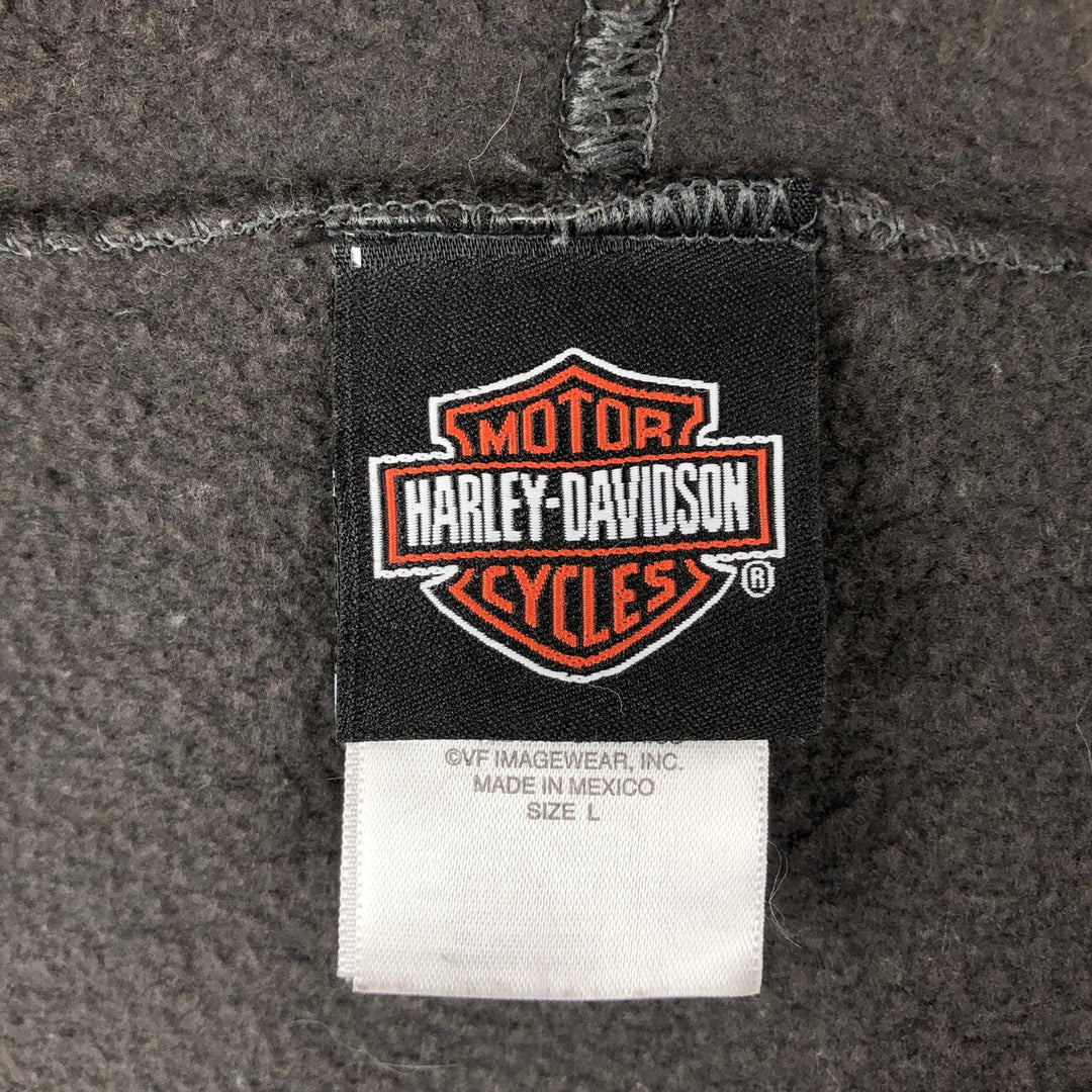 Harley-Davidson Skull Pattern Full-Zip Hoodie, Men's Size L cotton Charcoal Vintage Second Hand