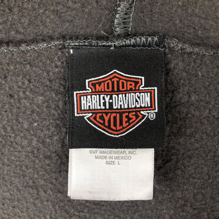 Harley-Davidson Skull Pattern Full-Zip Hoodie, Men's Size L cotton Charcoal Vintage Second Hand