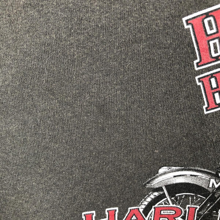 Harley-Davidson Skull Pattern Full-Zip Hoodie, Men's Size L cotton Charcoal Vintage Second Hand