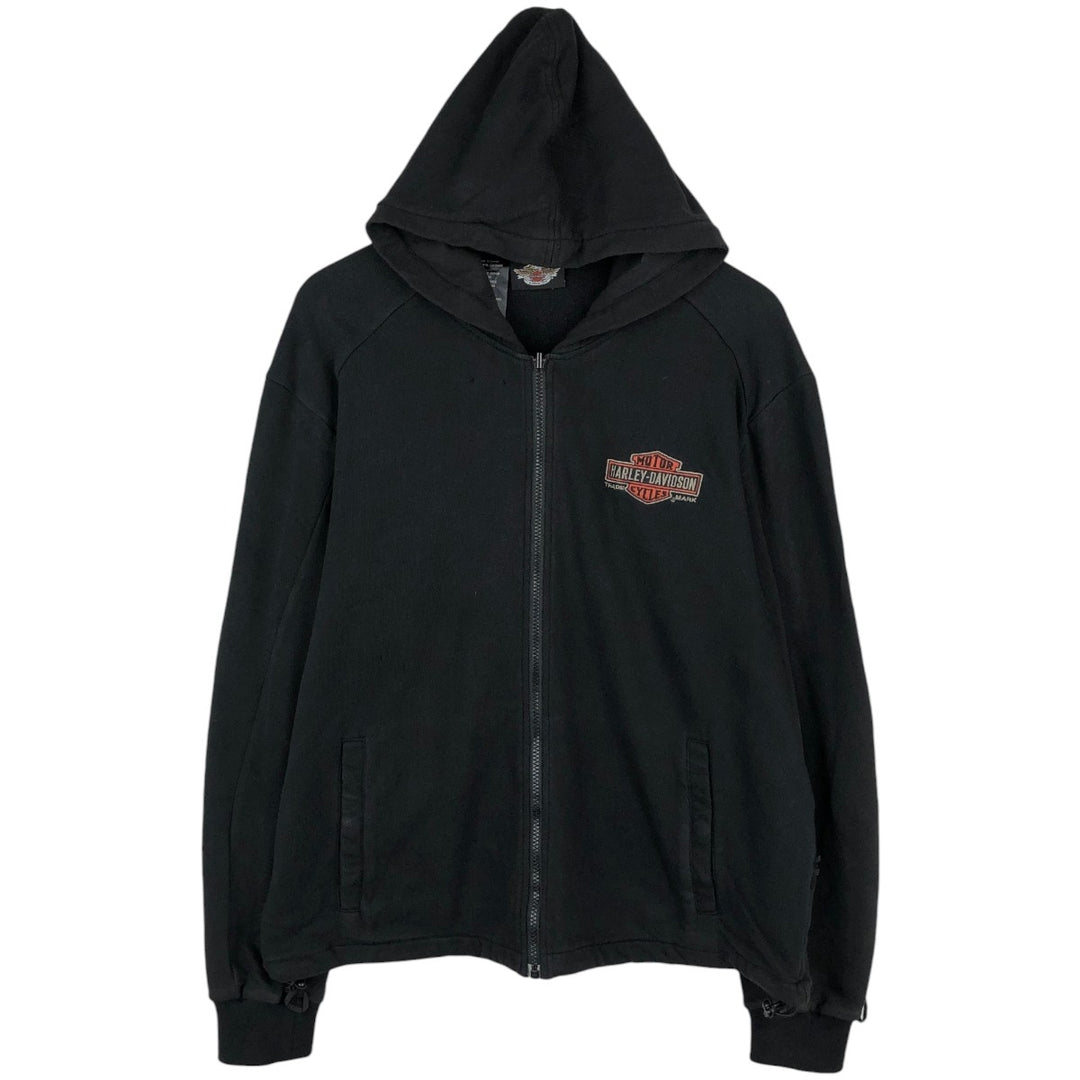 Harley-Davidson Men's Full-Zip Hoodie (XL) cotton black type Vintage Second Hand