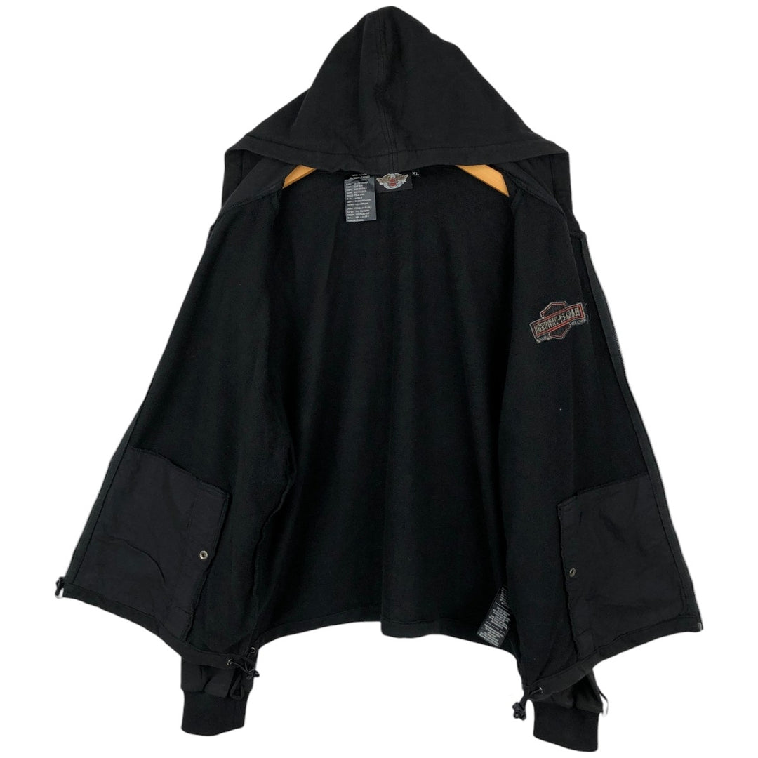 Harley-Davidson Men's Full-Zip Hoodie (XL) cotton black type Vintage Second Hand
