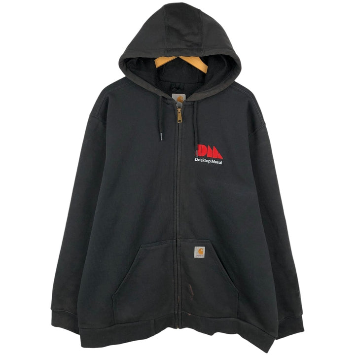 Carhartt RAIN DEFENDER Desktop Metal Advertising Sweat Full-Zip Hoodie, Men's Size XL (approx.) cotton black type Vintage Second Hand