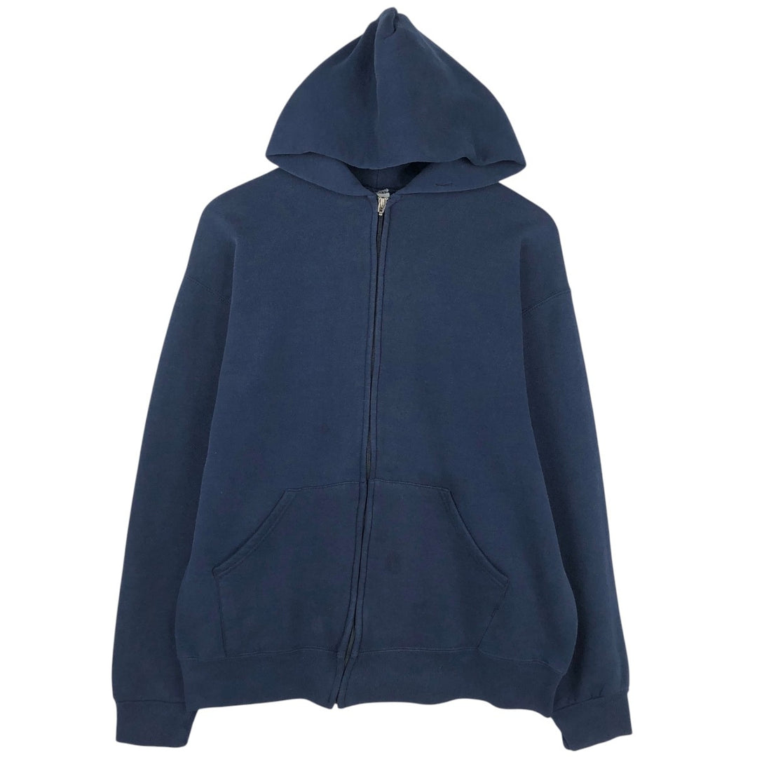 Vintage 90'S Russell Athletic full-zip sweatshirt, size L, men's cotton navy blue type Vintage Second Hand