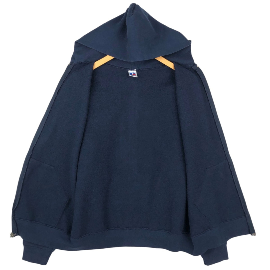 Vintage 90'S Russell Athletic full-zip sweatshirt, size L, men's cotton navy blue type Vintage Second Hand