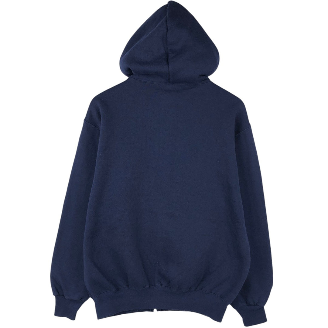 Vintage 90'S Russell Athletic full-zip sweatshirt hoodie, made in the USA, size L, men's cotton navy blue type Vintage Second Hand