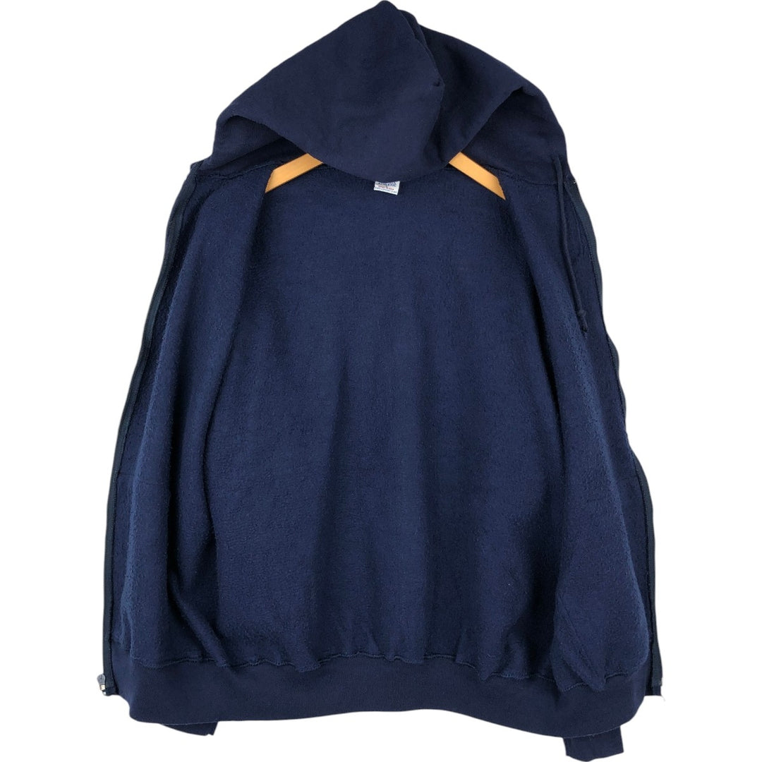 Vintage 90'S Russell Athletic full-zip sweatshirt hoodie, made in the USA, size L, men's cotton navy blue type Vintage Second Hand