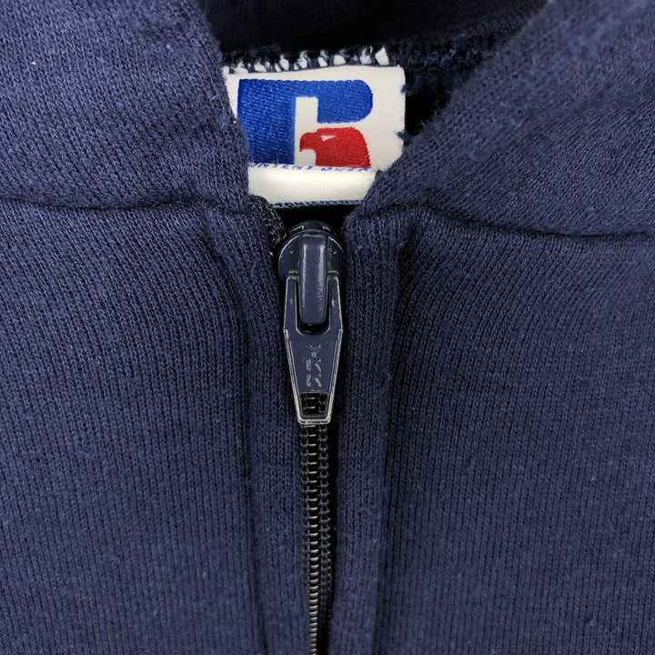 Vintage 90'S Russell Athletic full-zip sweatshirt hoodie, made in the USA, size L, men's cotton navy blue type Vintage Second Hand