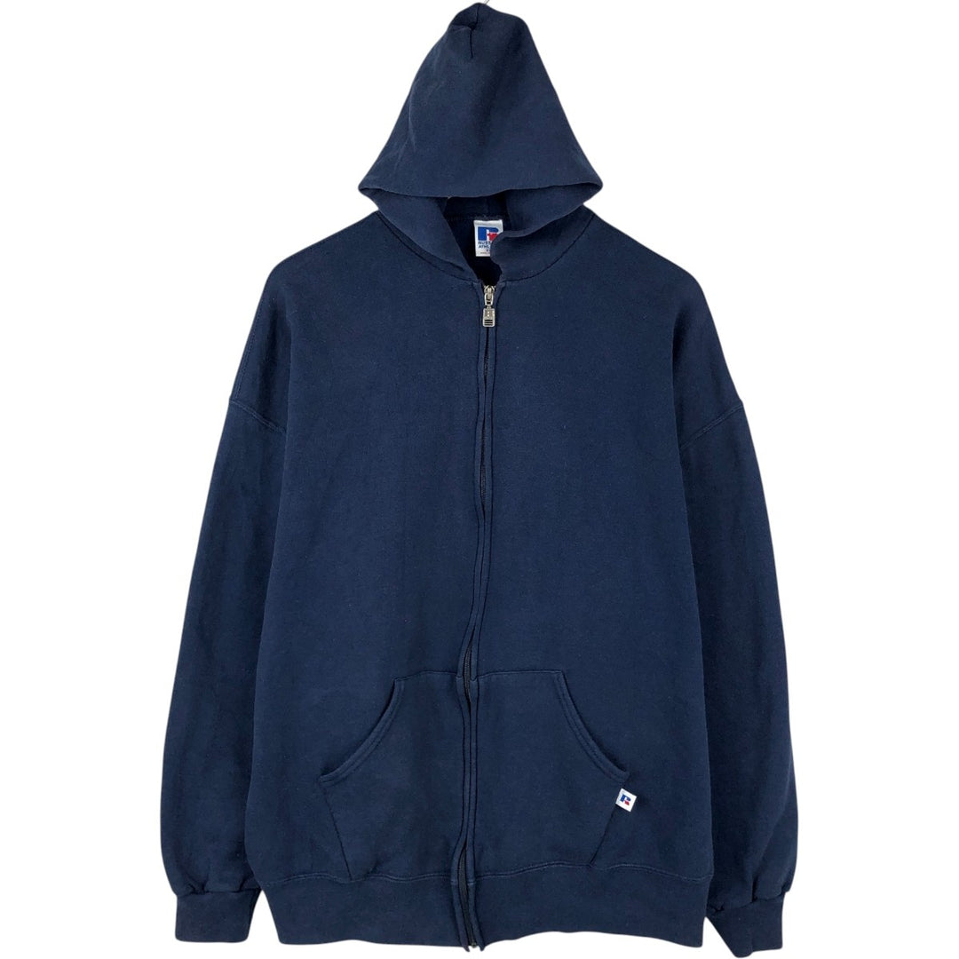 Vintage 90'S Russell Athletic full-zip sweatshirt, size XXL, men's cotton navy blue type Vintage Second Hand