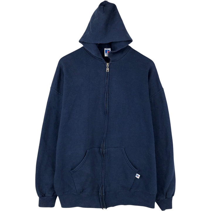 Vintage 90'S Russell Athletic full-zip sweatshirt, size XXL, men's cotton navy blue type Vintage Second Hand