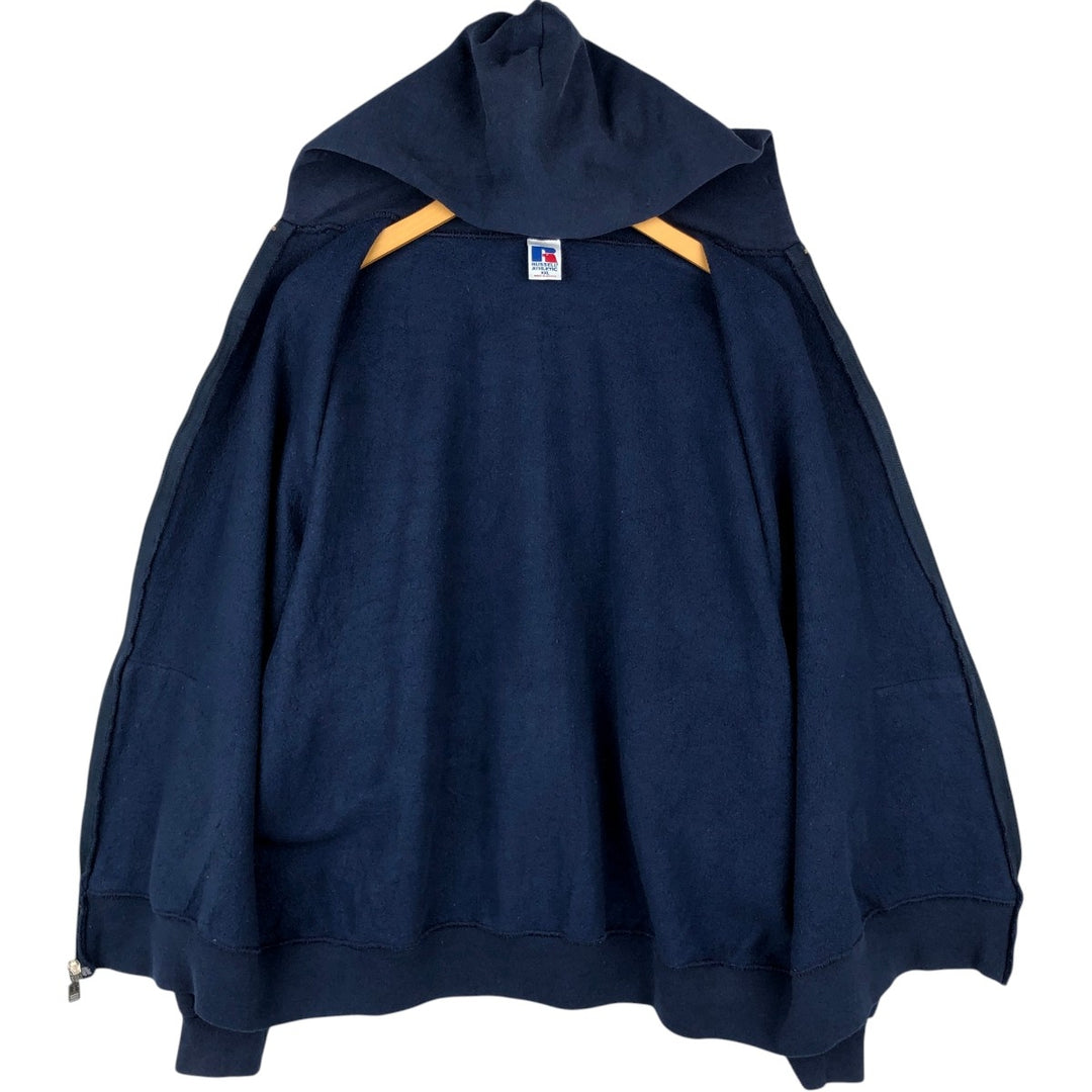 Vintage 90'S Russell Athletic full-zip sweatshirt, size XXL, men's cotton navy blue type Vintage Second Hand
