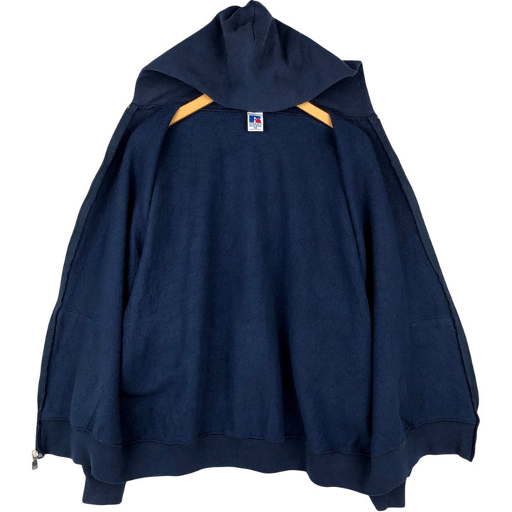 Vintage 90'S Russell Athletic full-zip sweatshirt, size XXL, men's cotton navy blue type Vintage Second Hand