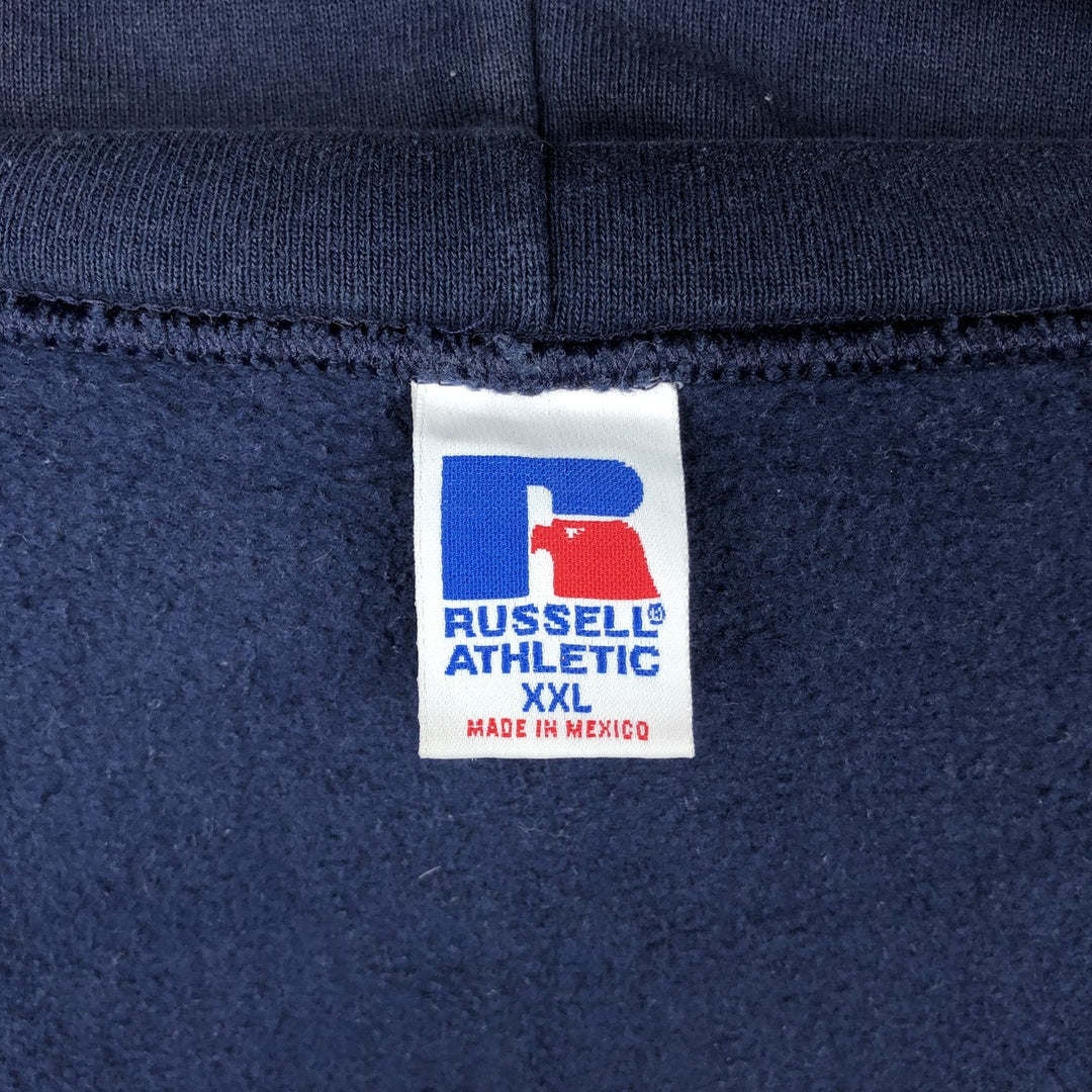 Vintage 90'S Russell Athletic full-zip sweatshirt, size XXL, men's cotton navy blue type Vintage Second Hand