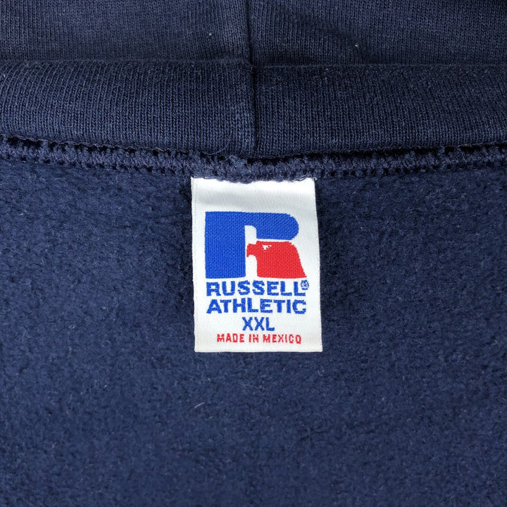 Vintage 90'S Russell Athletic full-zip sweatshirt, size XXL, men's cotton navy blue type Vintage Second Hand