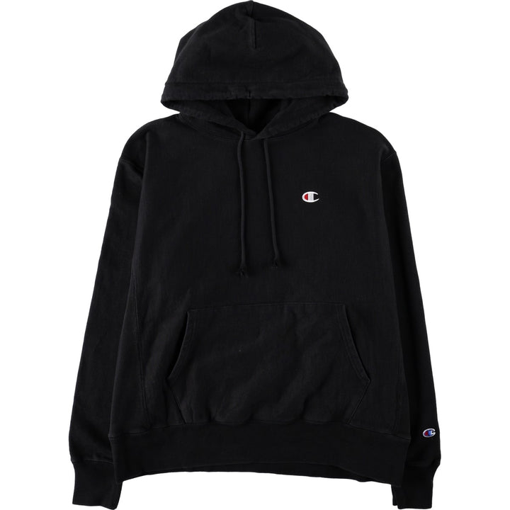 Champion REVERSE WEAVE Reverse Weave Sweat Pullover Hoodie Men's L size cotton black type Vintage Second Hand