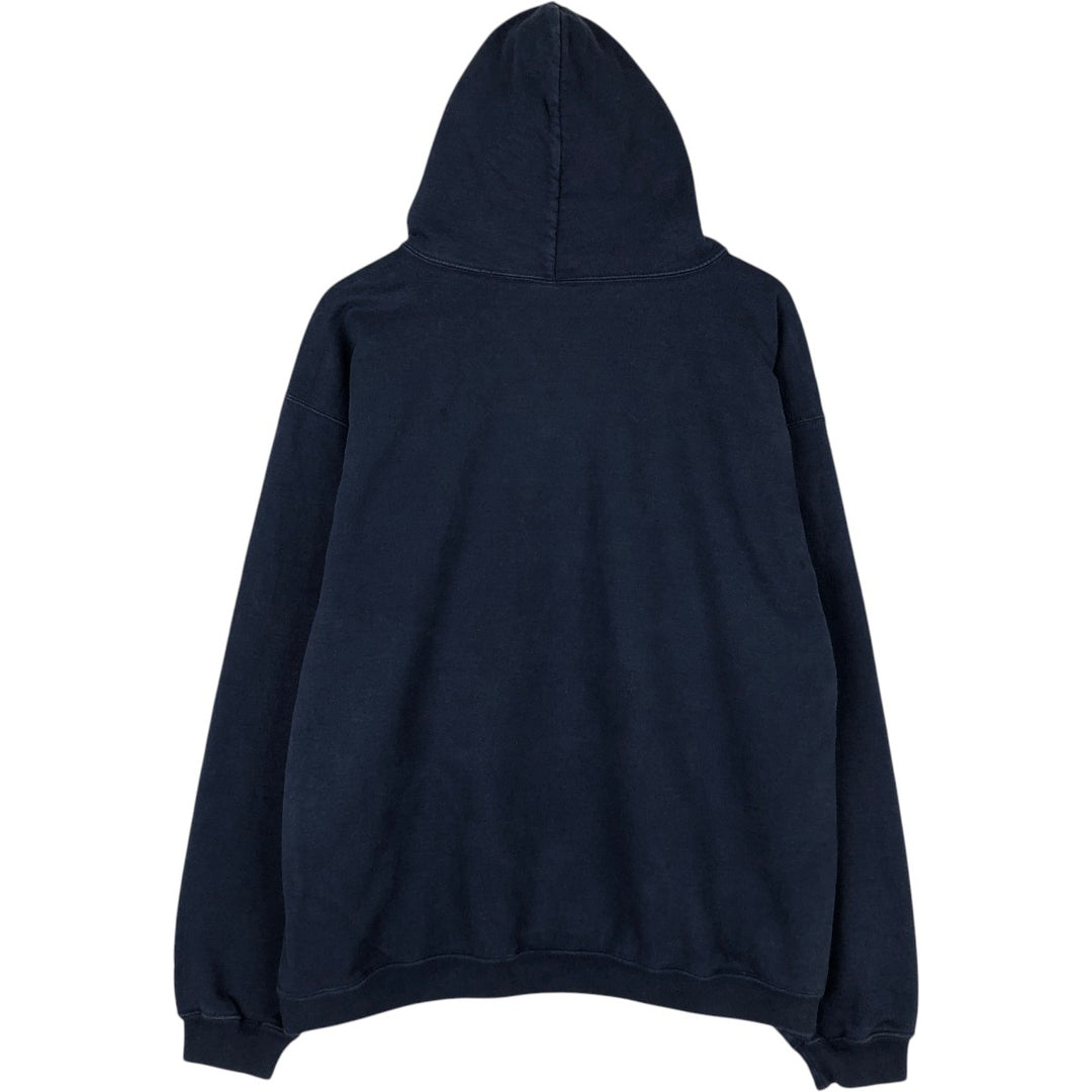 90'S The Cotton Exchange College Sweatshirt Pullover Hoodie, Made in USA, Men's XL equivalent, Vintage cotton navy blue type Vintage Second Hand