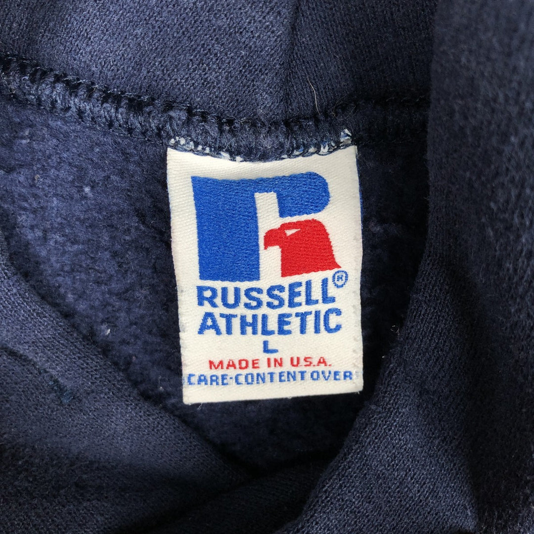 90'S Russell College Sweatshirt Pullover Hoodie Made in USA Men's L Size Vintage cotton navy blue type Vintage Second Hand