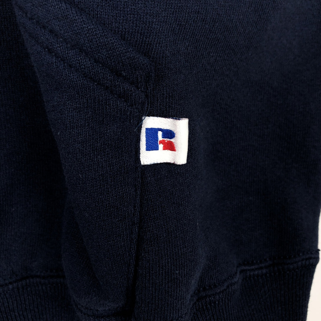 90'S Russell College Sweatshirt Pullover Hoodie Made in USA Men's L Size Vintage cotton navy blue type Vintage Second Hand