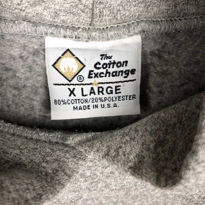 90'S The Cotton Exchange College Sweatshirt Pullover Hoodie, Made in USA, Men's XL equivalent, Vintage cotton gray type Vintage Second Hand