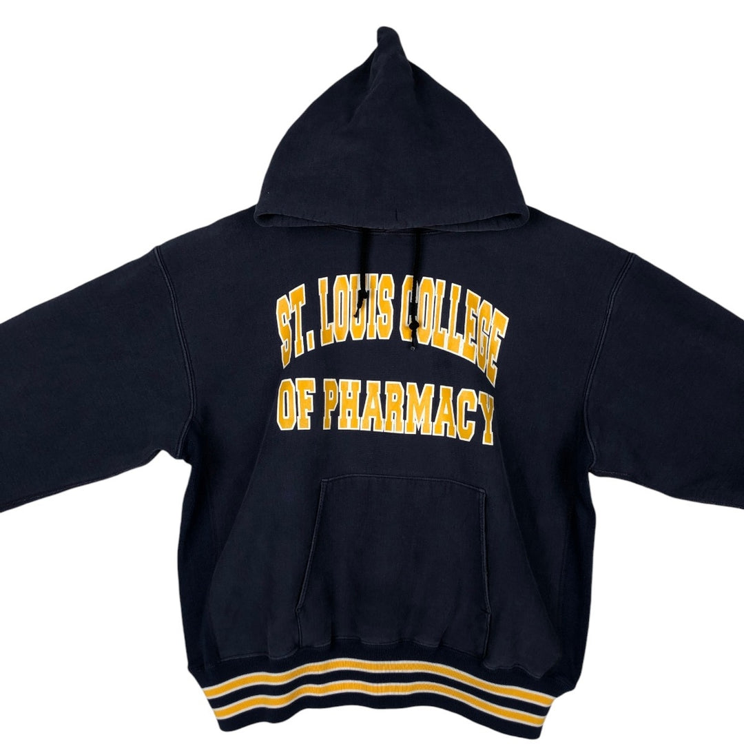 80s-90'S Mt Spokane Knitting Mills College Sweatshirt Pullover Hoodie, Men's XXL equivalent, Vintage cotton navy blue type Vintage Second Hand