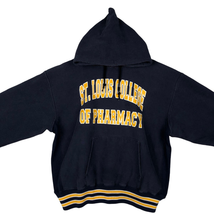 80s-90'S Mt Spokane Knitting Mills College Sweatshirt Pullover Hoodie, Men's XXL equivalent, Vintage cotton navy blue type Vintage Second Hand