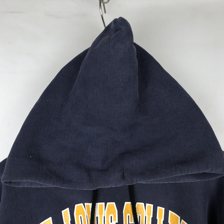 80s-90'S Mt Spokane Knitting Mills College Sweatshirt Pullover Hoodie, Men's XXL equivalent, Vintage cotton navy blue type Vintage Second Hand
