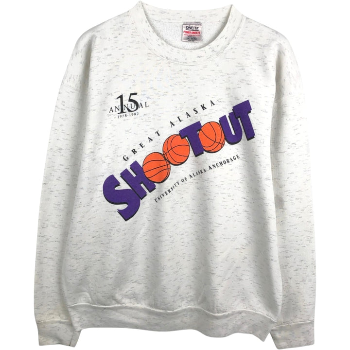 90'S ONEITA POWER-SWEATS College Sweatshirt, Made in USA, Men's XXL equivalent, Vintage cotton white type Vintage Second Hand