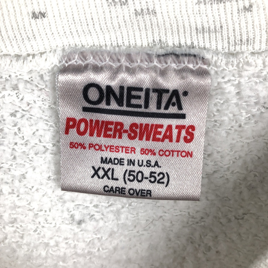 90'S ONEITA POWER-SWEATS College Sweatshirt, Made in USA, Men's XXL equivalent, Vintage cotton white type Vintage Second Hand