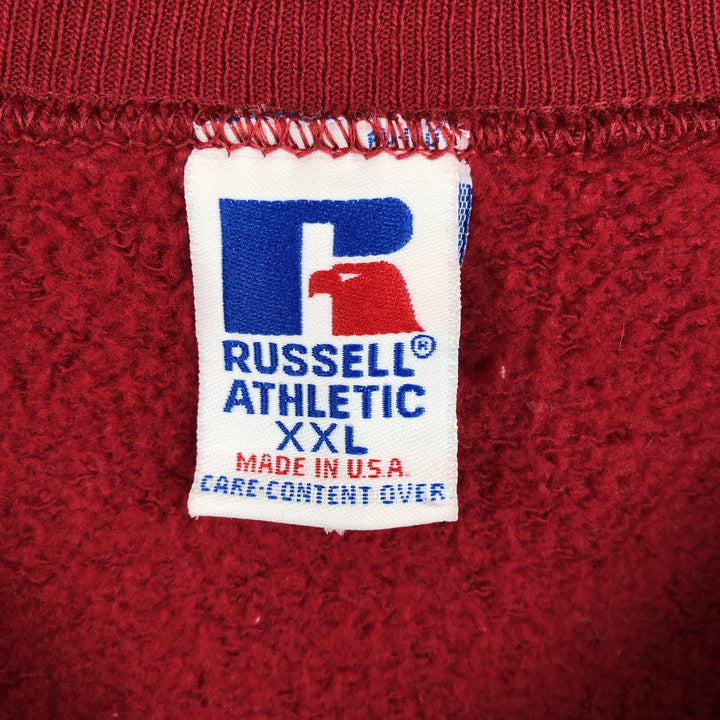 90'S Russell College Sweatshirt, Made in USA, Men's XXL, Vintage cotton red type Vintage Second Hand