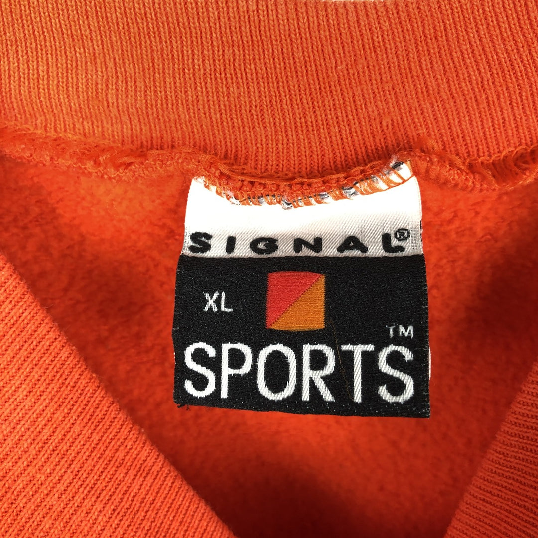90'S SIGNAL Print College Sweatshirt, Made in USA, Men's XL (approx.) Vintage cotton orange type Vintage Second Hand