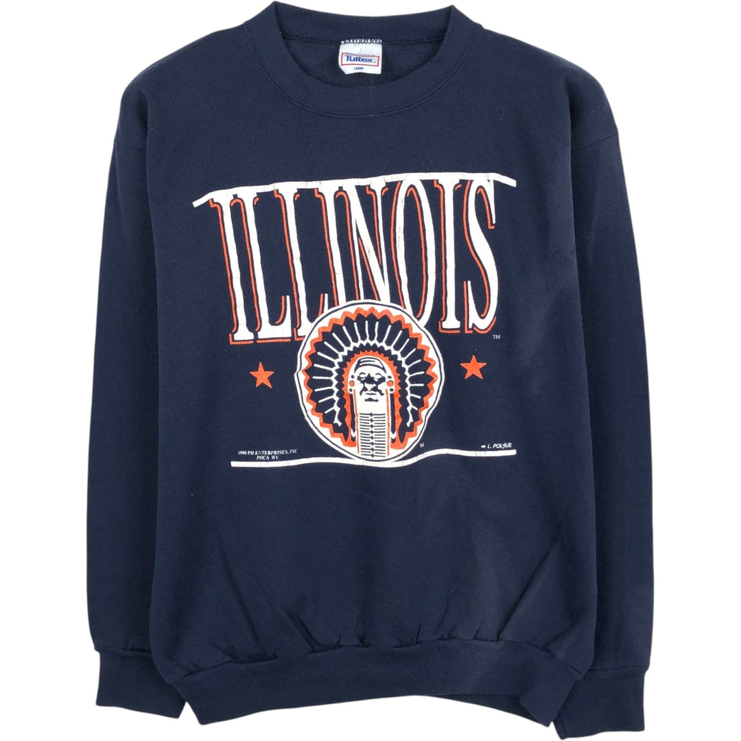 80s-90'S TULTEX College Sweatshirt, Made in USA, Men's Size L (Equivalent), Vintage cotton navy blue type Vintage Second Hand