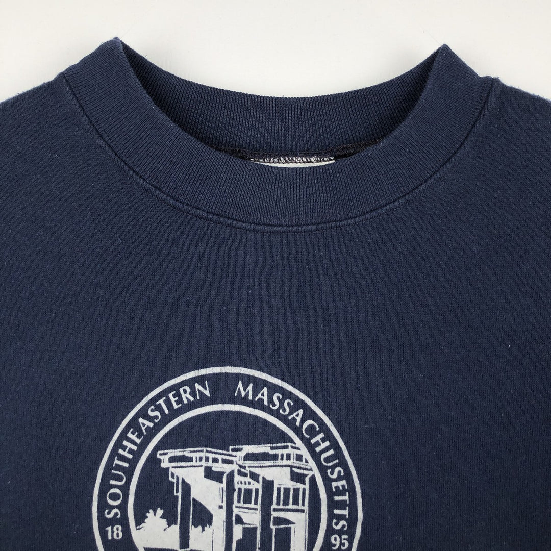 90'S Velva Sheen College Sweatshirt, Made in USA, Men's Size M (approx.), Vintage cotton navy blue type Vintage Second Hand