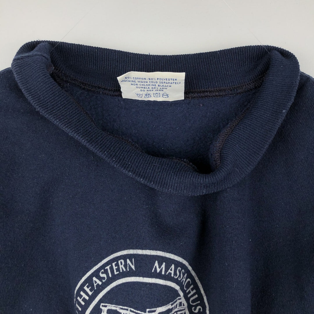 90'S Velva Sheen College Sweatshirt, Made in USA, Men's Size M (approx.), Vintage cotton navy blue type Vintage Second Hand