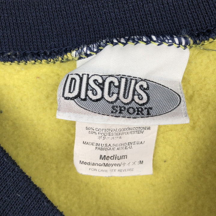 ~90'S DISCUS College Sweatshirt, Made in USA, Men's Size M (approx.), Vintage cotton yellow type Vintage Second Hand