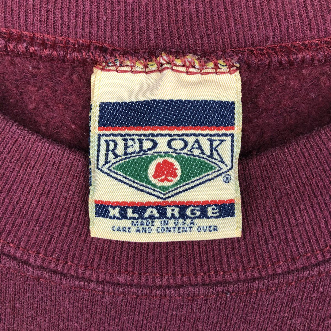 Vintage 90'S RED OAK college sweatshirt, made in the USA, men's size XL cotton Red type red-purple Vintage Second Hand